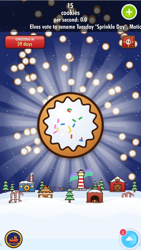 Santa's Cookie Workshop: a giant iced cookie above a snowy North Pole village